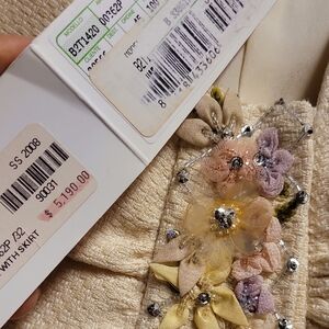 Valentino  Cream Suit with Floral Embellishments